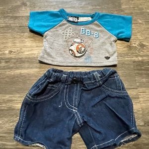 Build A Bear Disney Star Wars Gray Blue BB-8 Droid Short Sleeve Toy Clothes BABW